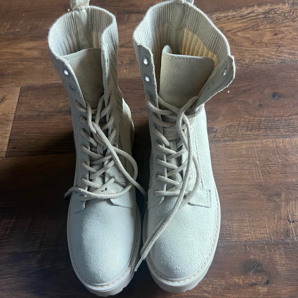Steve Madden Cream Combat Boots